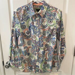 Talbots Classic 100% Cotton Shirt- Festive Floral Paisley- NWOT! Size small